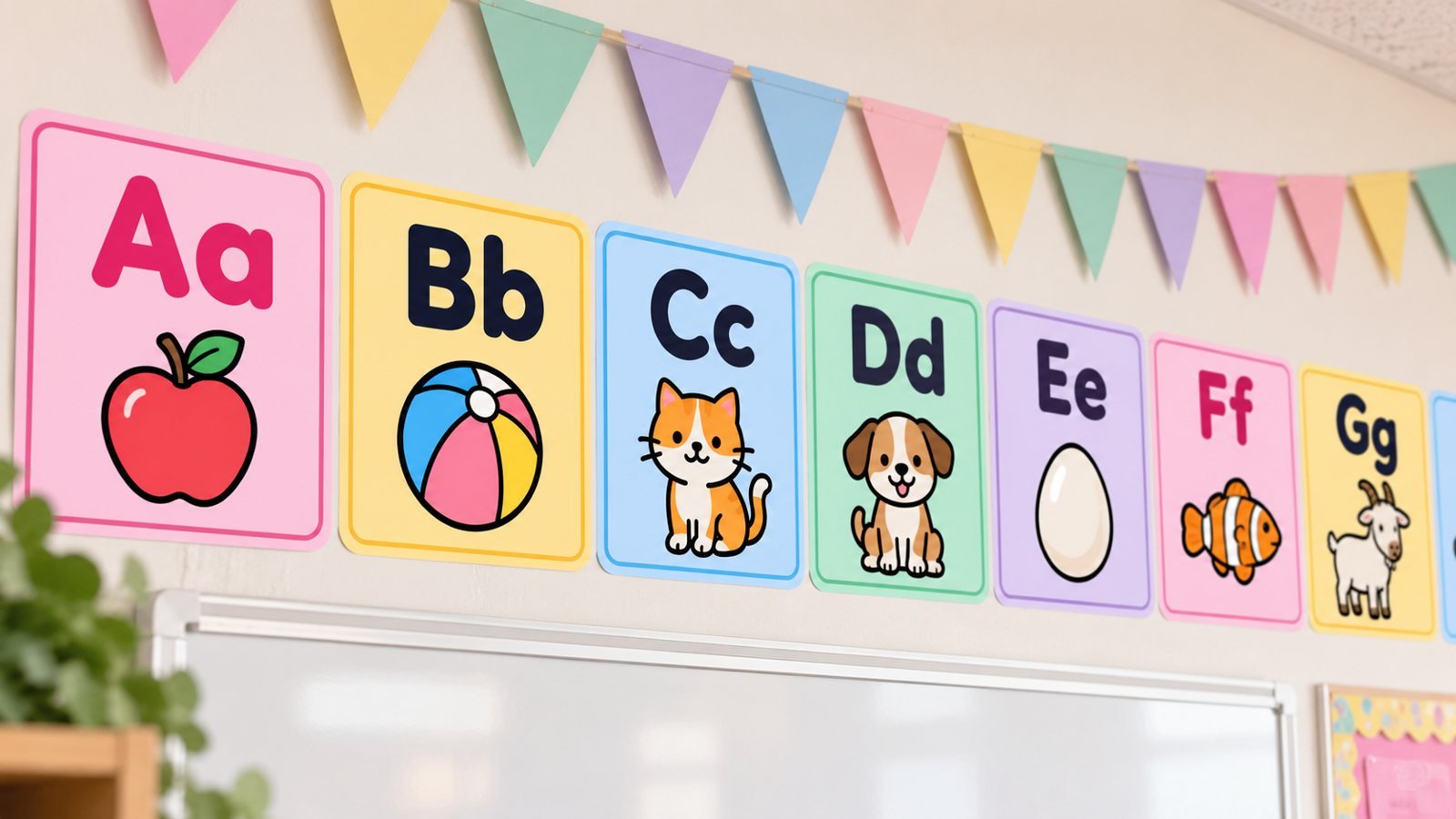 Alphabet line on a classroom wall