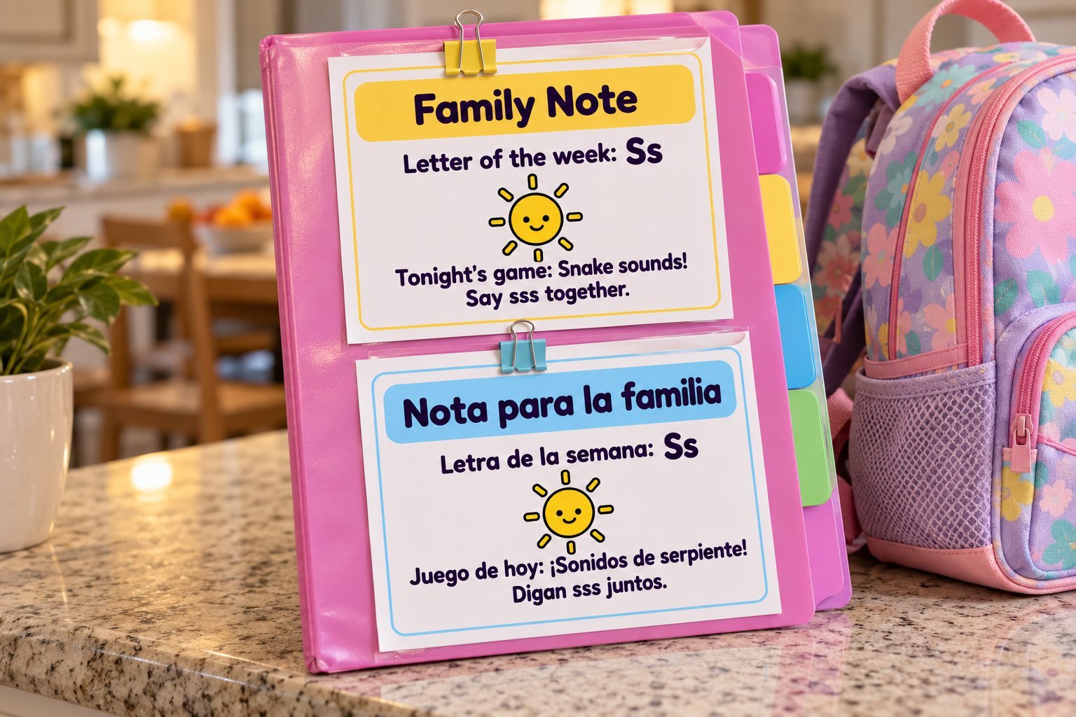 Family notes in English and Spanish